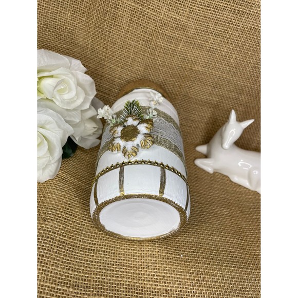 Hand painting Christmas Jar with snowflake / Christmas decorative jars - Picture 8 of 10